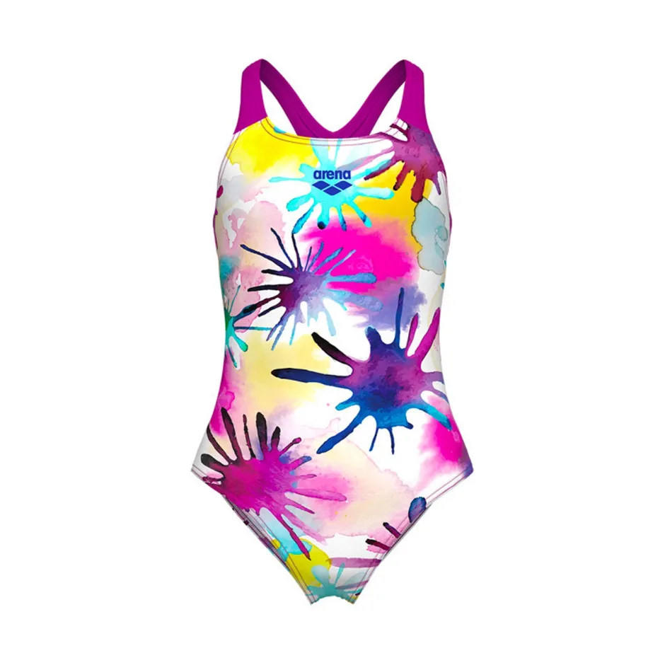 ARENA SPRAYING SWIMSUIT PRO BACK WHITE MULTI VERY FUCHSIA ΜΑΓΙΟ ΟΛΟΣΩΜΟ
