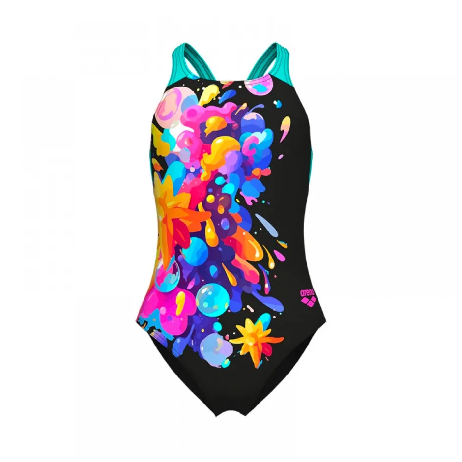 ARENA PAINTING SWIMSUIT V BACK BLACK WATER MULTI ΜΑΓΙΟ ΟΛΟΣΩΜΟ