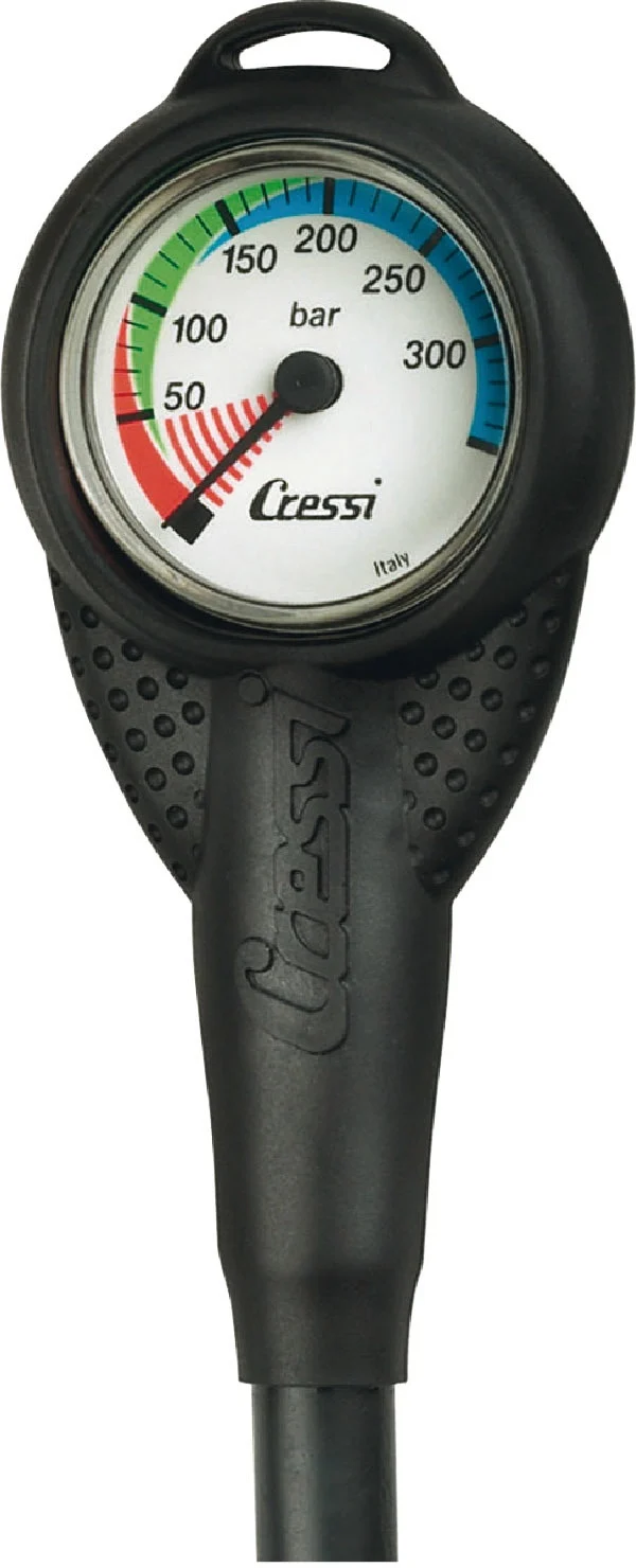 Μανόμετρο Cressi mini SPG από μπροστά με θηλιά στερέωσης στο πάνω μέρος