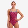 Funkita Ladies Single Strap γυναικείο ολόσωμο μαγιό σε σχέδιο Hot Volt, μπροστινή όψη