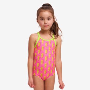 Παιδικό ολόσωμο μαγιό Funkita σε σχέδιο Stunner με κίτρινους κεραυνούς