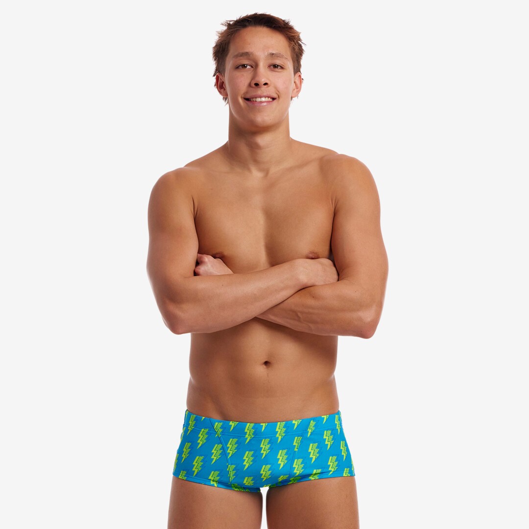 Ανδρικό μαγιό boxer Funky Trunks με print Bolted σε τιρκουάζ και πράσινο