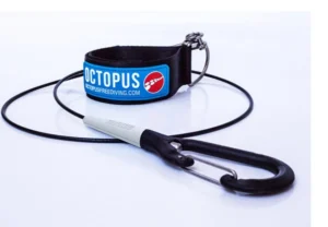 Octopus Freediving Lanyard με μπλε περικάρπιο, καλώδιο και καραμπίνερ