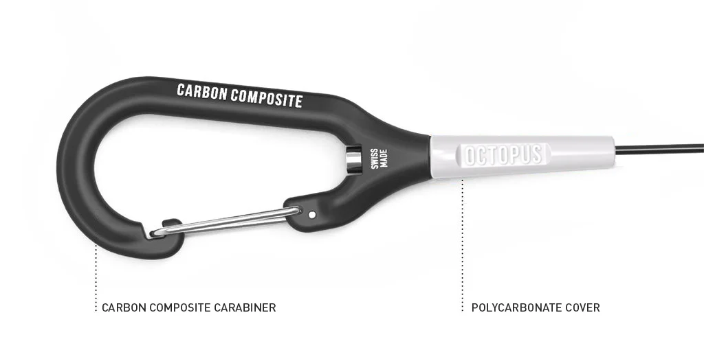 Καραμπίνερ carbon composite με κάλυμμα από πολυανθρακικό του lanyard Octopus