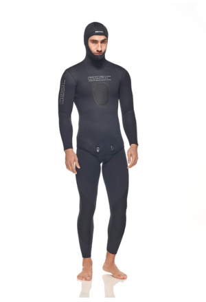 Seac Race Flex Comfort στολή ψαροντουφέκου 2 τεμαχίων με κουκούλα, μαύρη ξυρισμένη