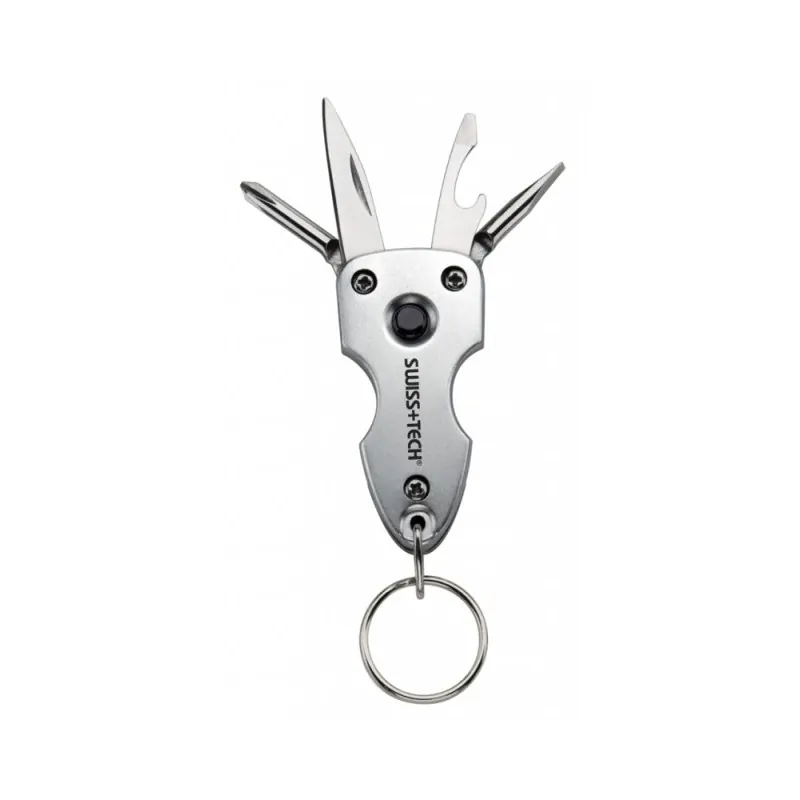 Swiss Tech Key Ring 7 σε 1 ασημί πολυεργαλείο μπρελόκ με λάμα, κατσαβίδια και κρίκο κλειδιών