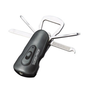 Swiss Tech Swivel Tool πολυεργαλείο 8 σε 1 με ανοιγμένα εργαλεία και φακό LED
