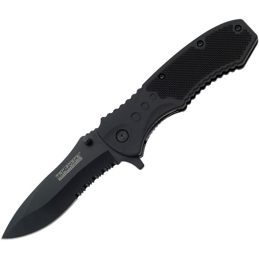 Tac-Force TF-800BK μαύρος σουγιάς με λεπίδα drop point και μερική οδόντωση